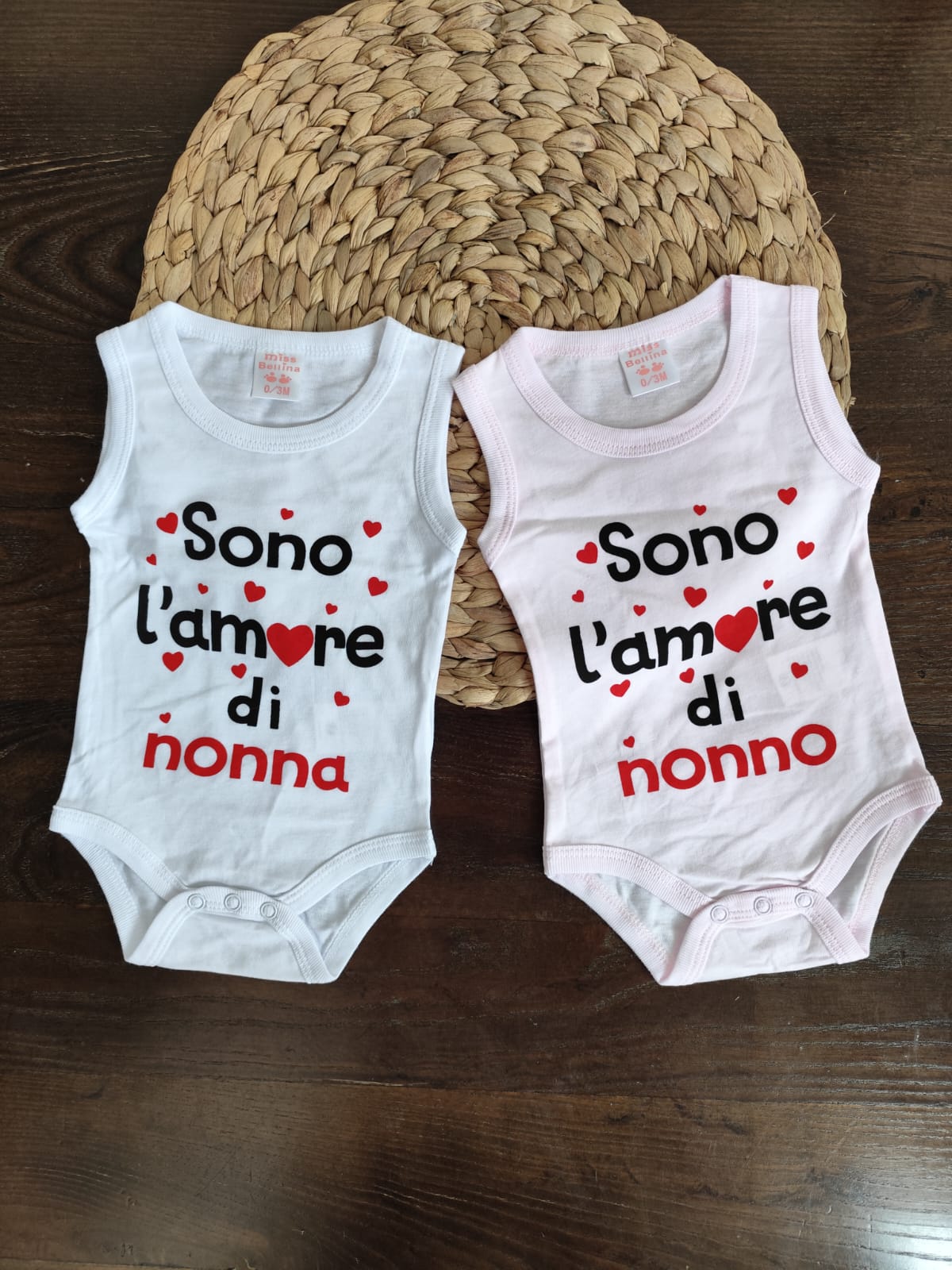 Body in cotone giromanica amore di nonna e nonno femminuccia
