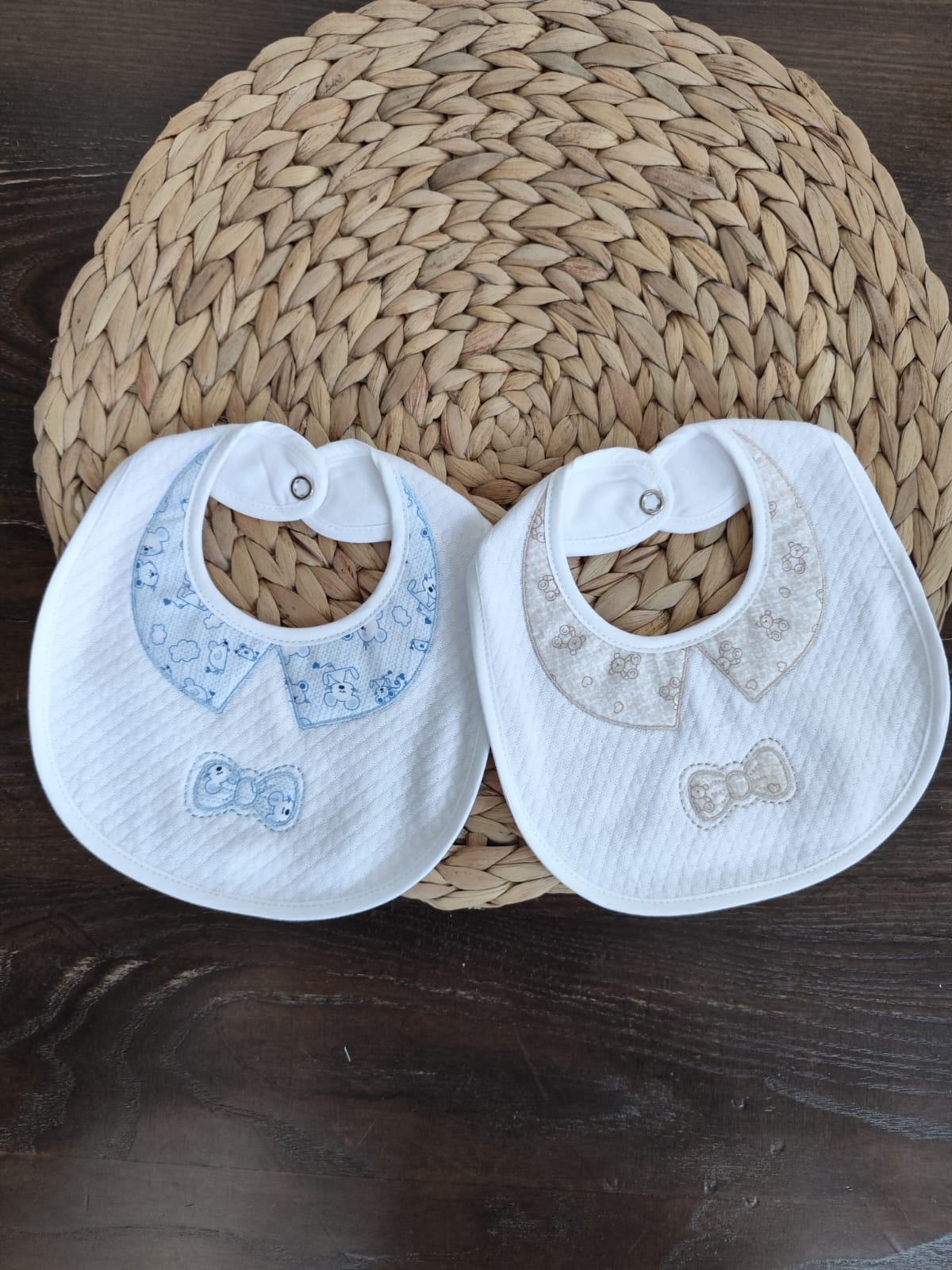 Bavette baby in cotone con clips