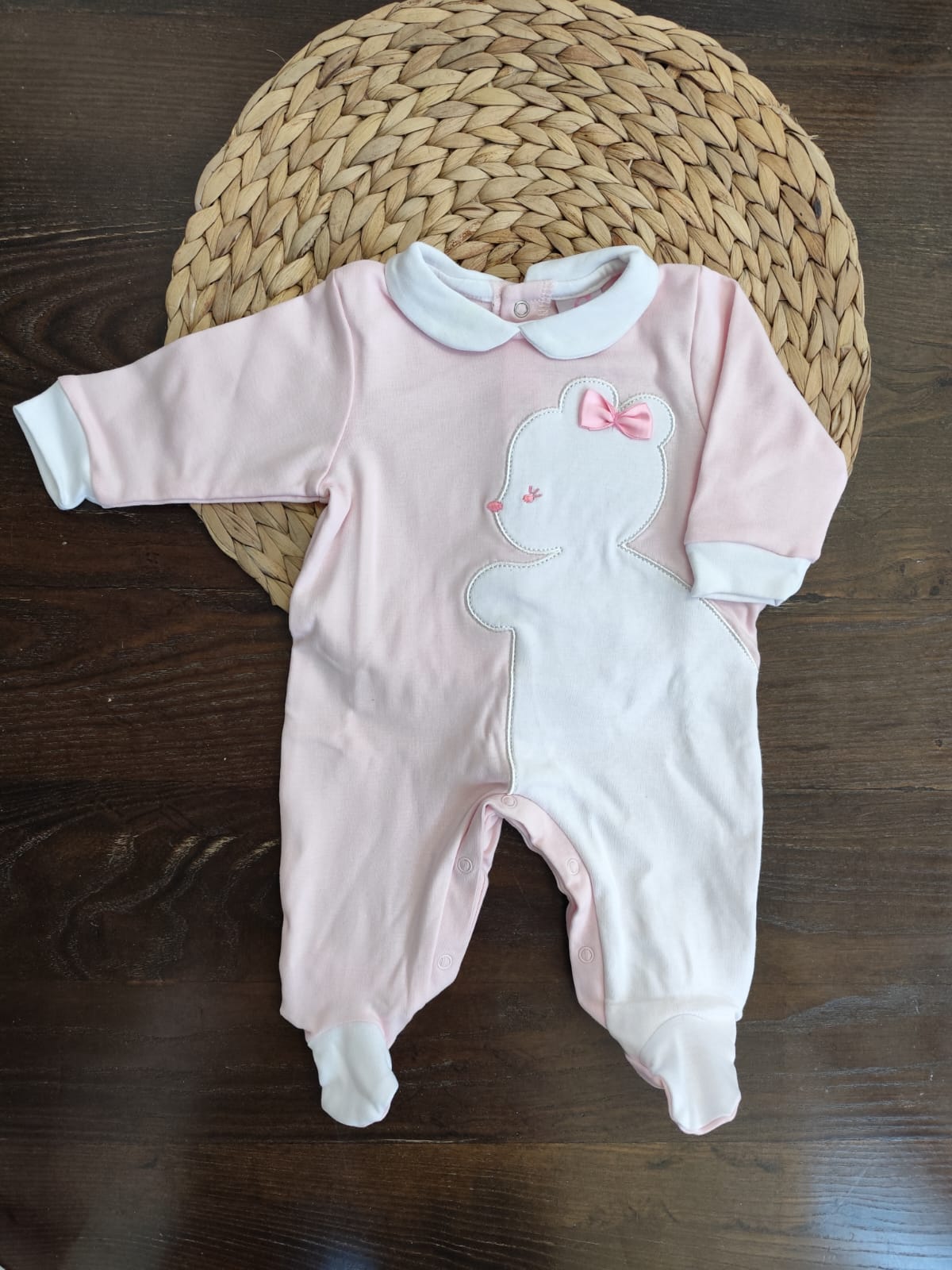 Tutina neonata interlock batuffolini con orsetto