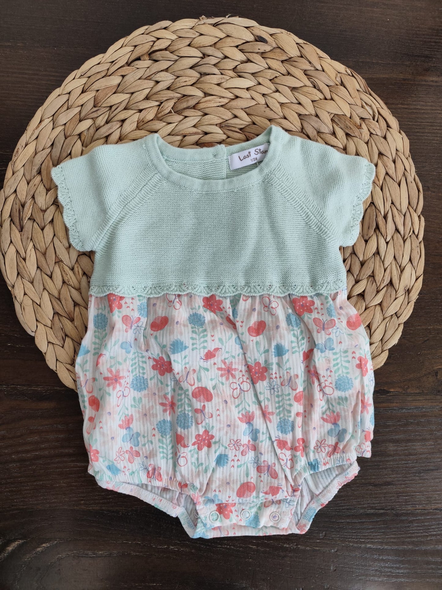 Pagliaccetto bimba cotone verde chiaro