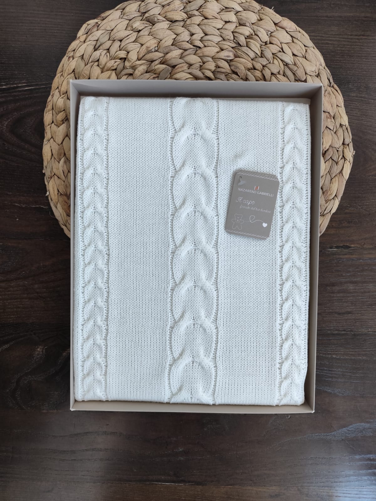 scialle culla autunnale panna