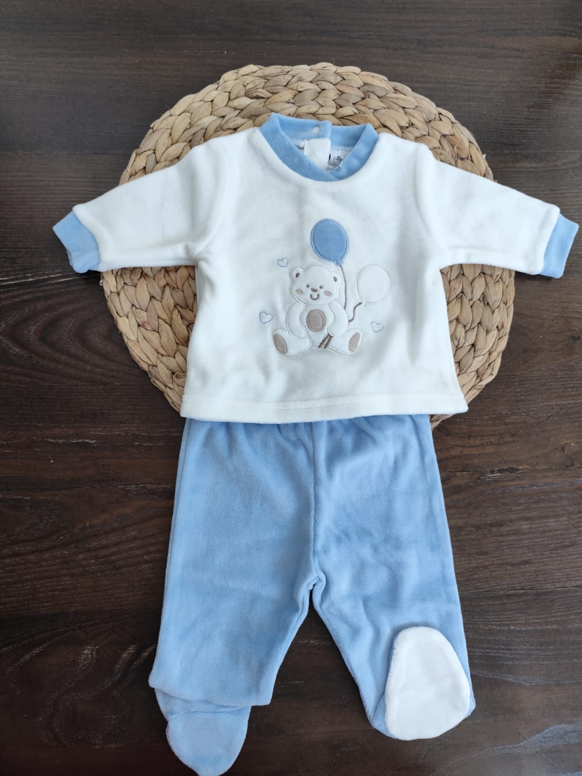 completo in ciniglia orsetto azzurro