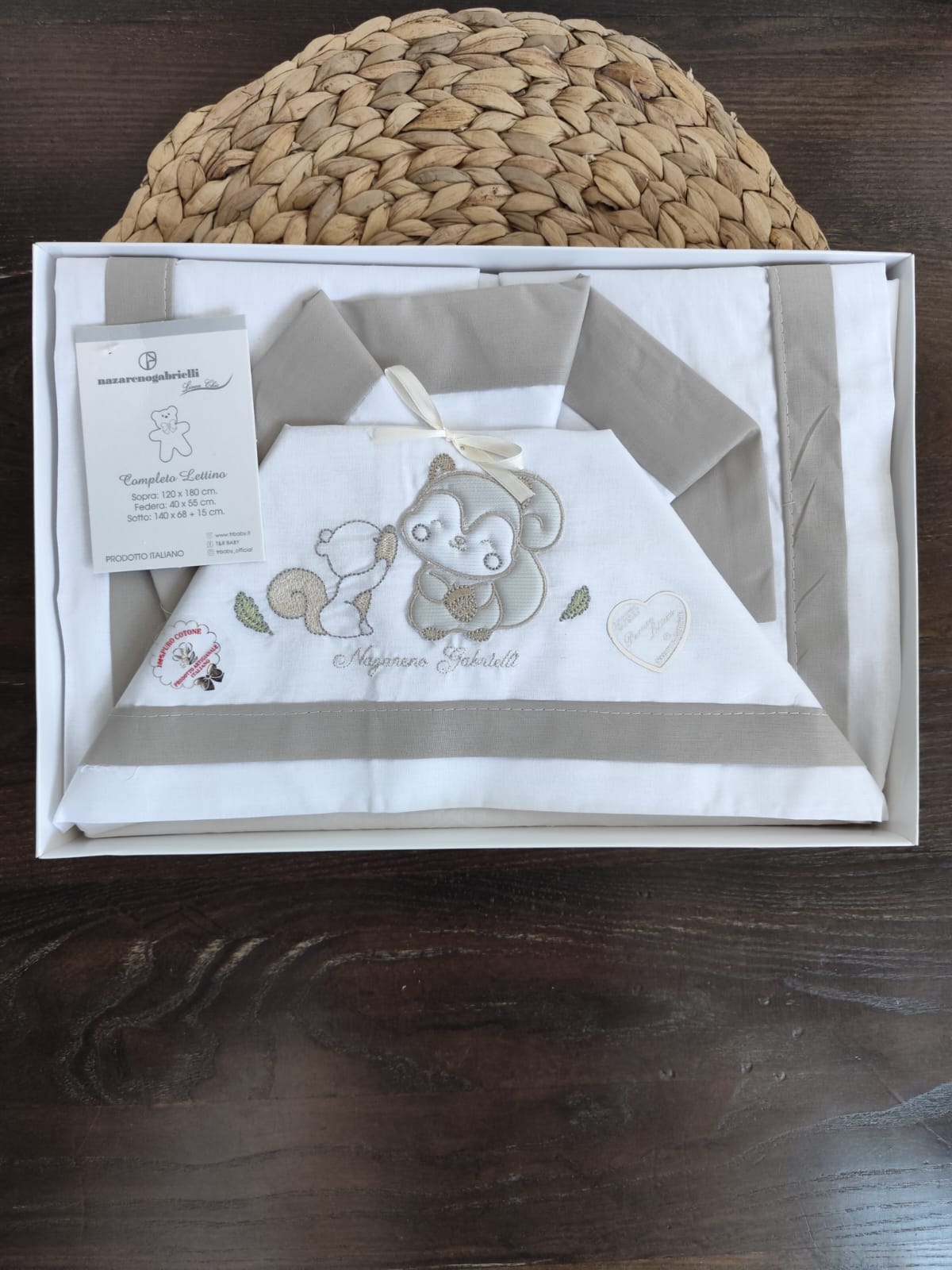 Completo Lettino "scoiattoli" in cotone unisex