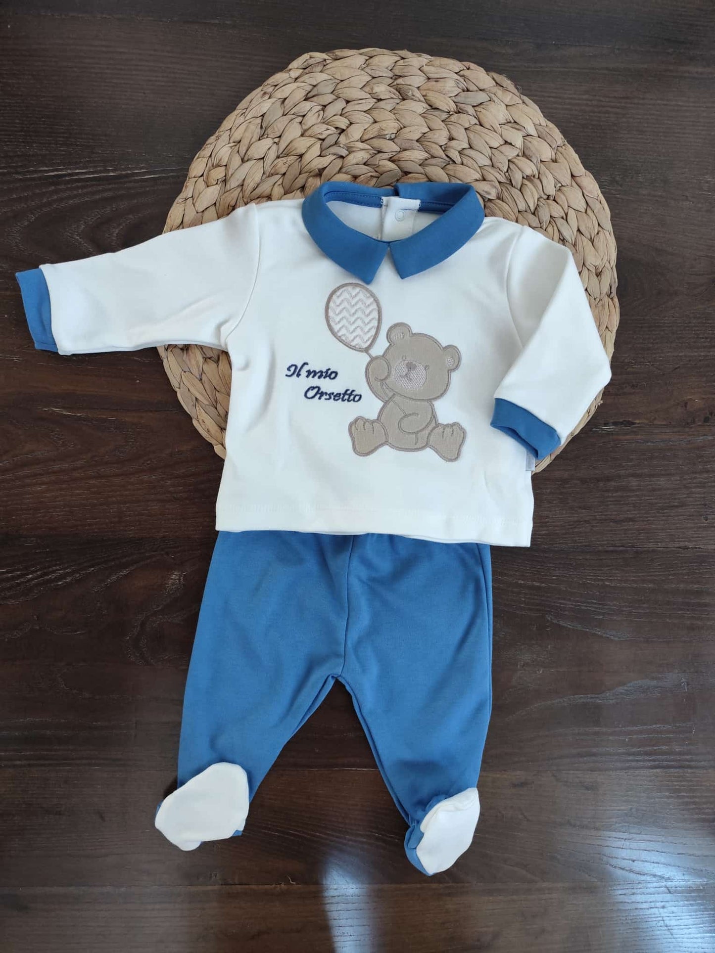 completino in Caldo Cotone "Il mio orsetto" blu