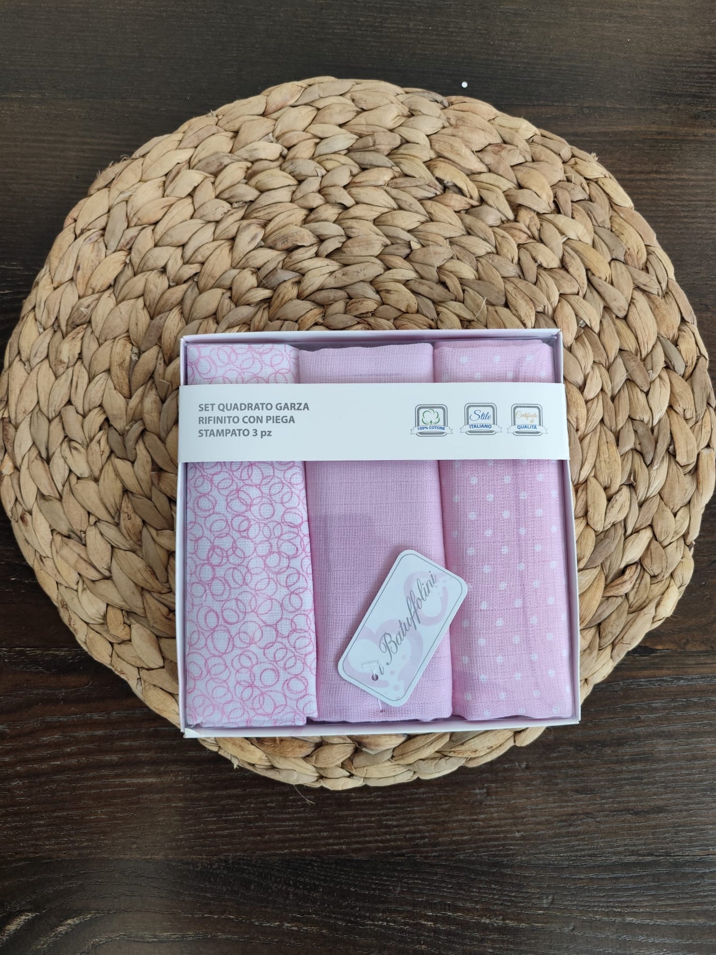 Quadrati Garza rosa in cotone