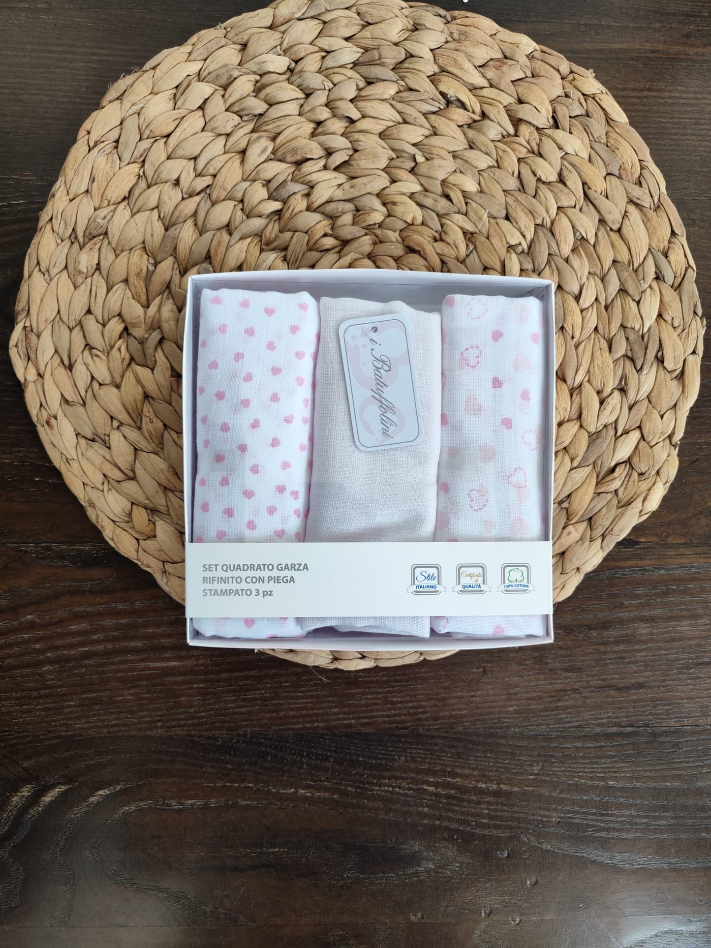 Quadrati Garza rosa in cotone