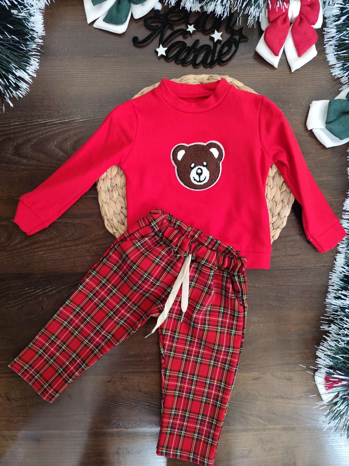 completo Natalizio maschietto rosso teddy