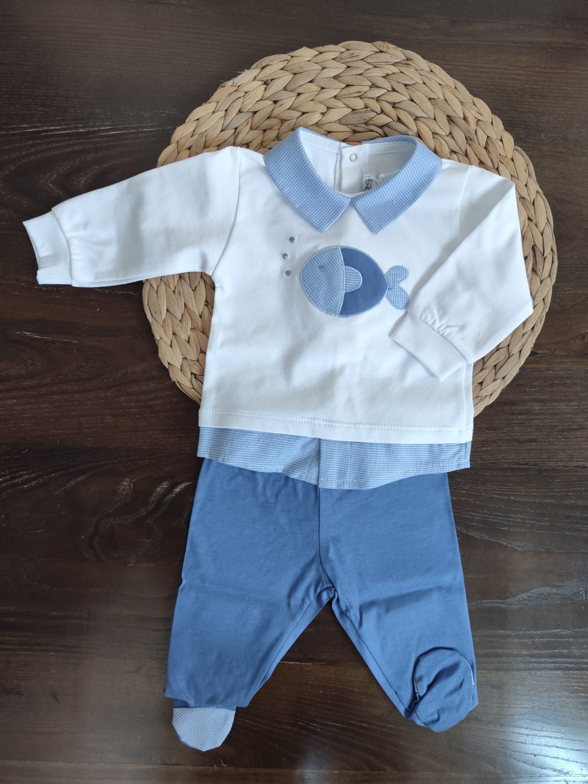 completino neonato in cotone tema pesciolino