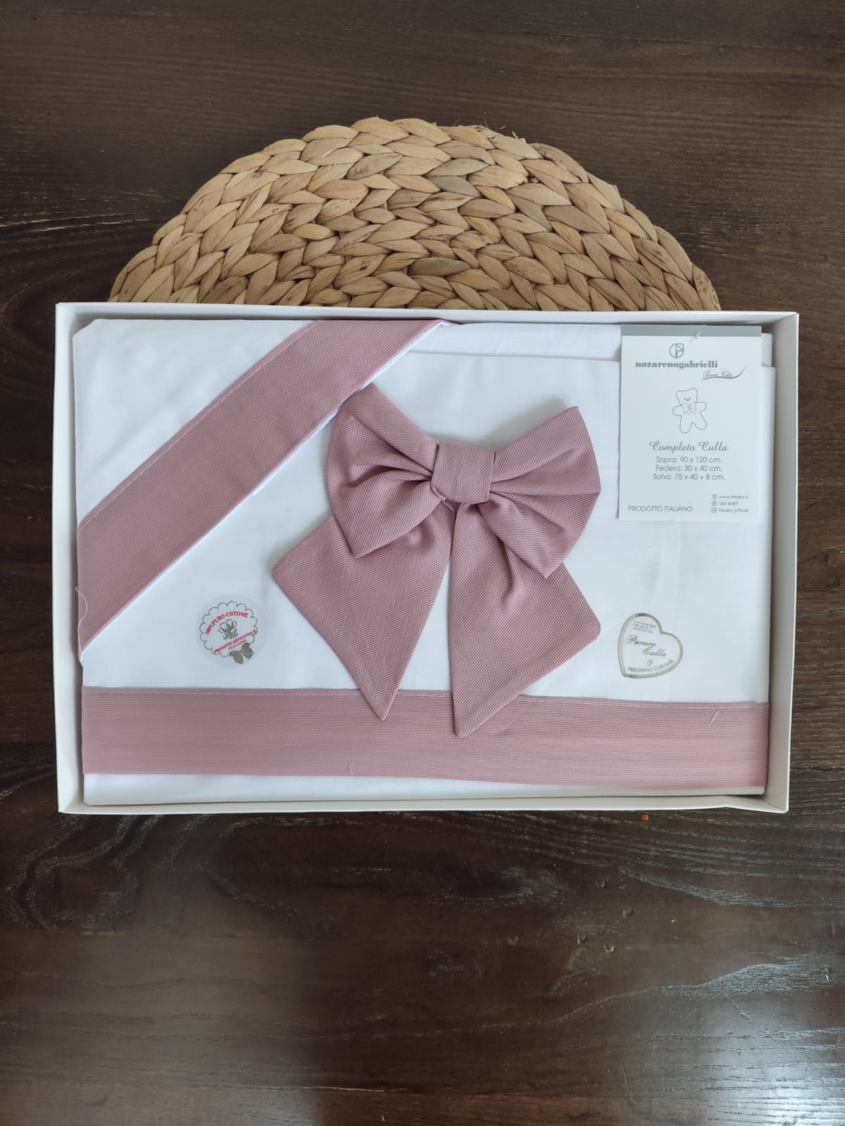 Completo culla "fiocco" Neonata in cotone