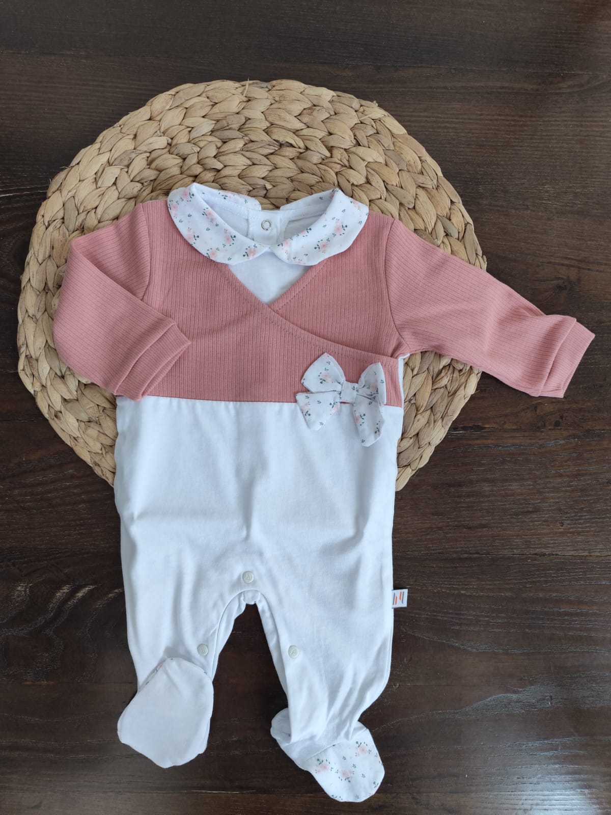 Tutina in jersey neonata rosa cipolla