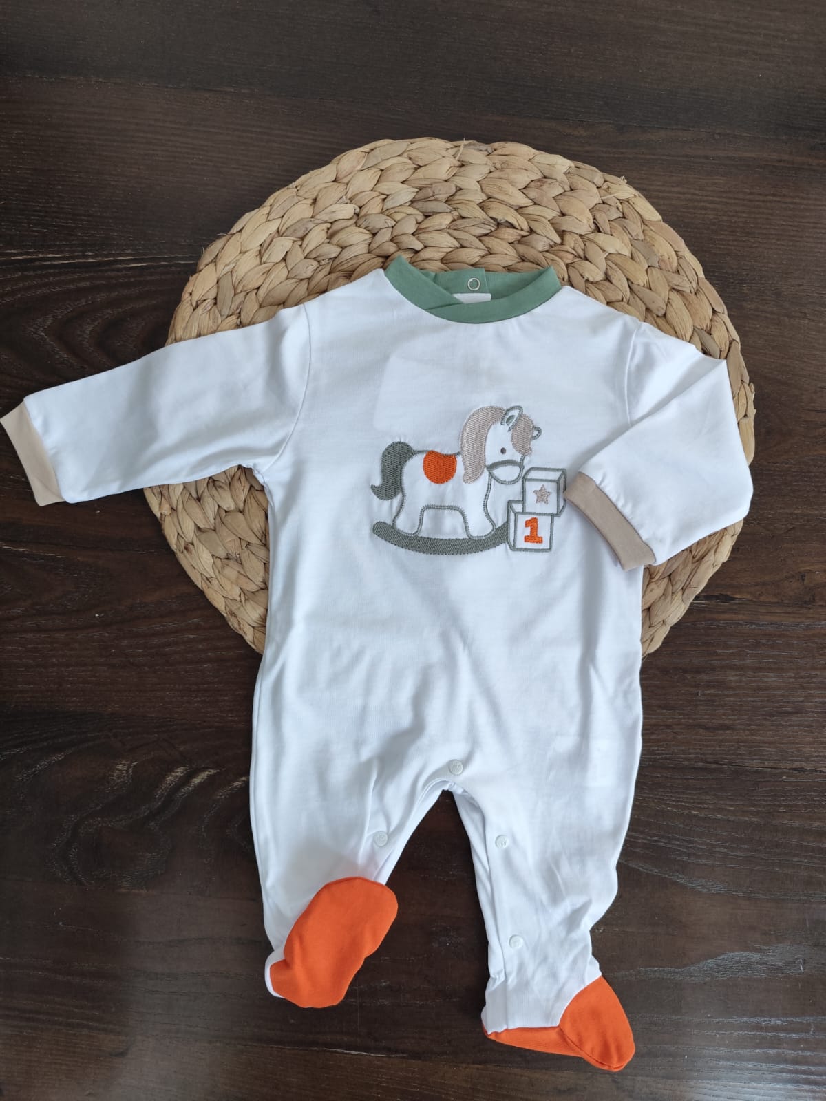 Tutina in jersey unisex verde/arancione