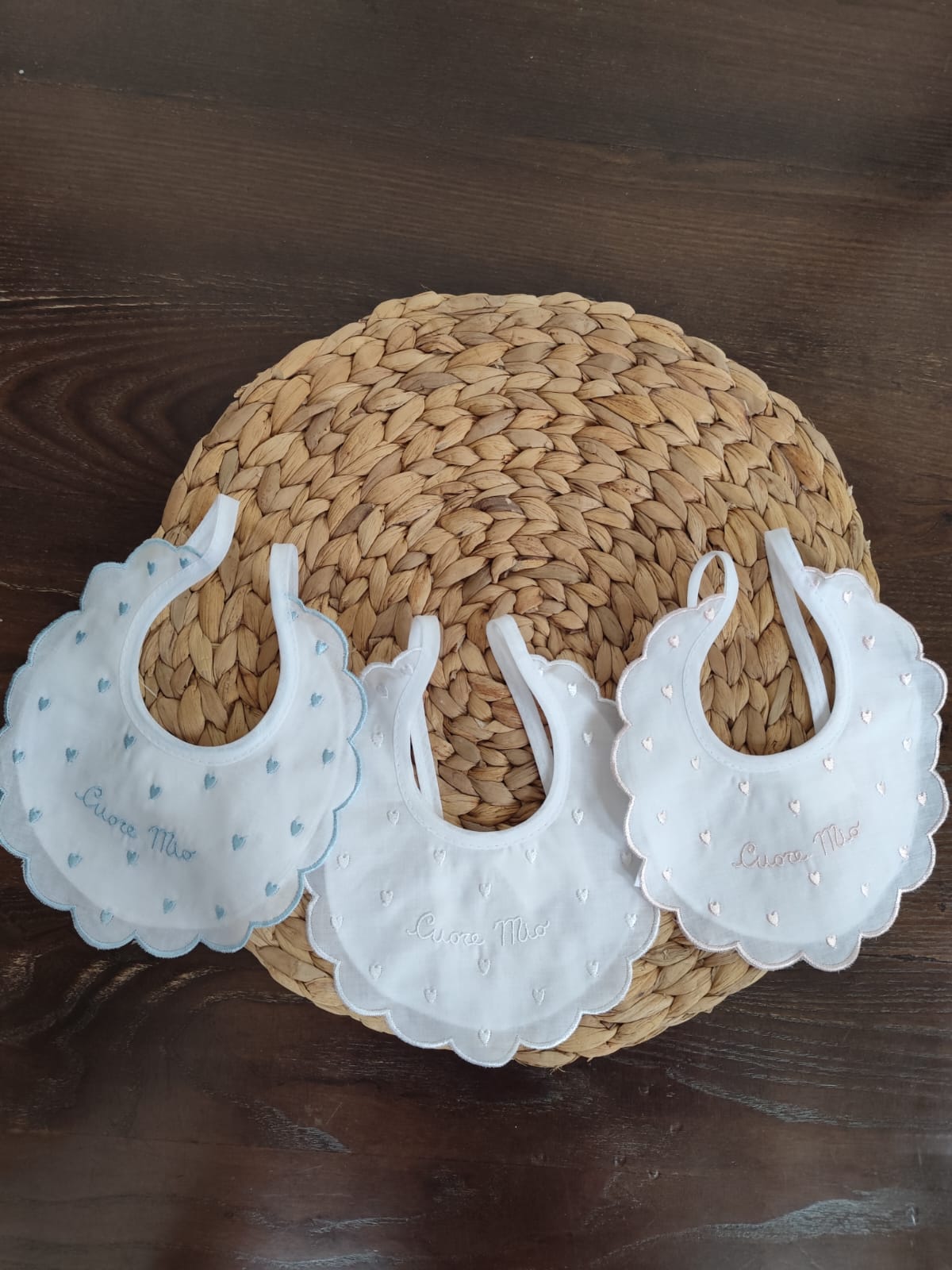 Bavette Baby in cotone " cuore mio"