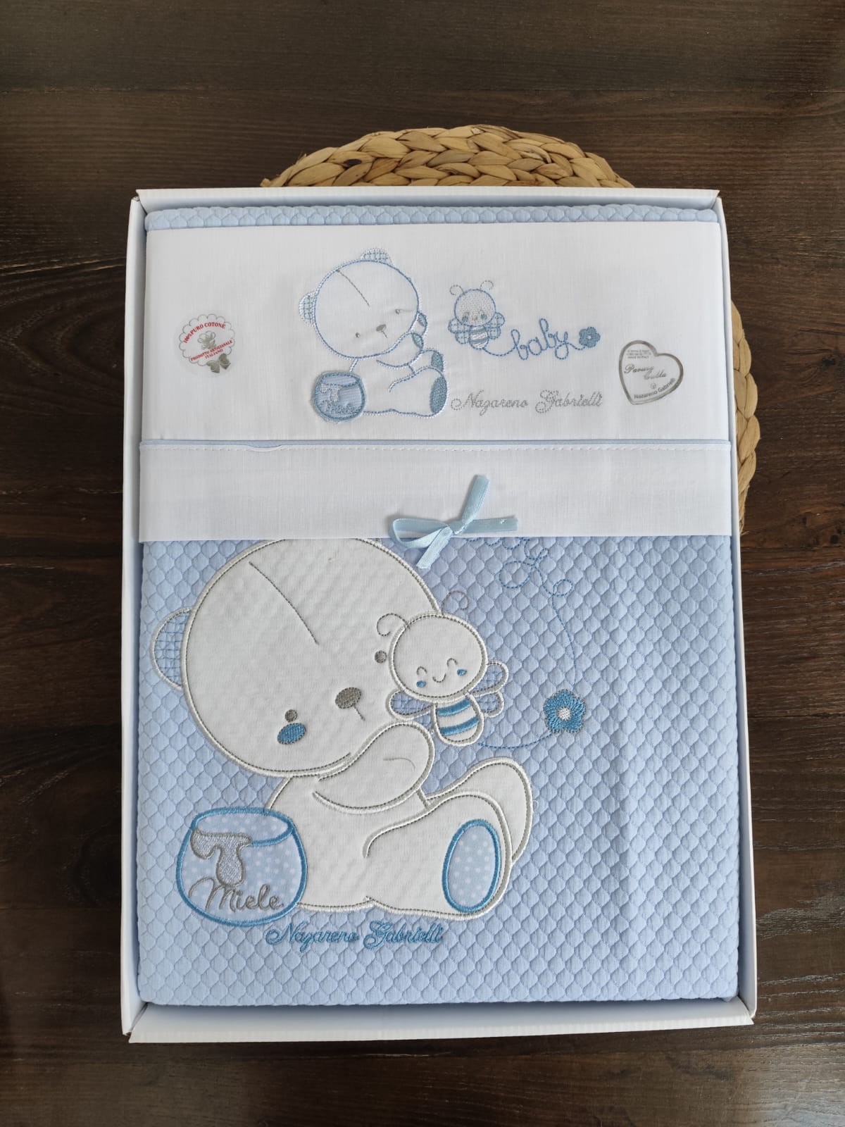 Coordinato carrozzina neonato in cotone con coperta