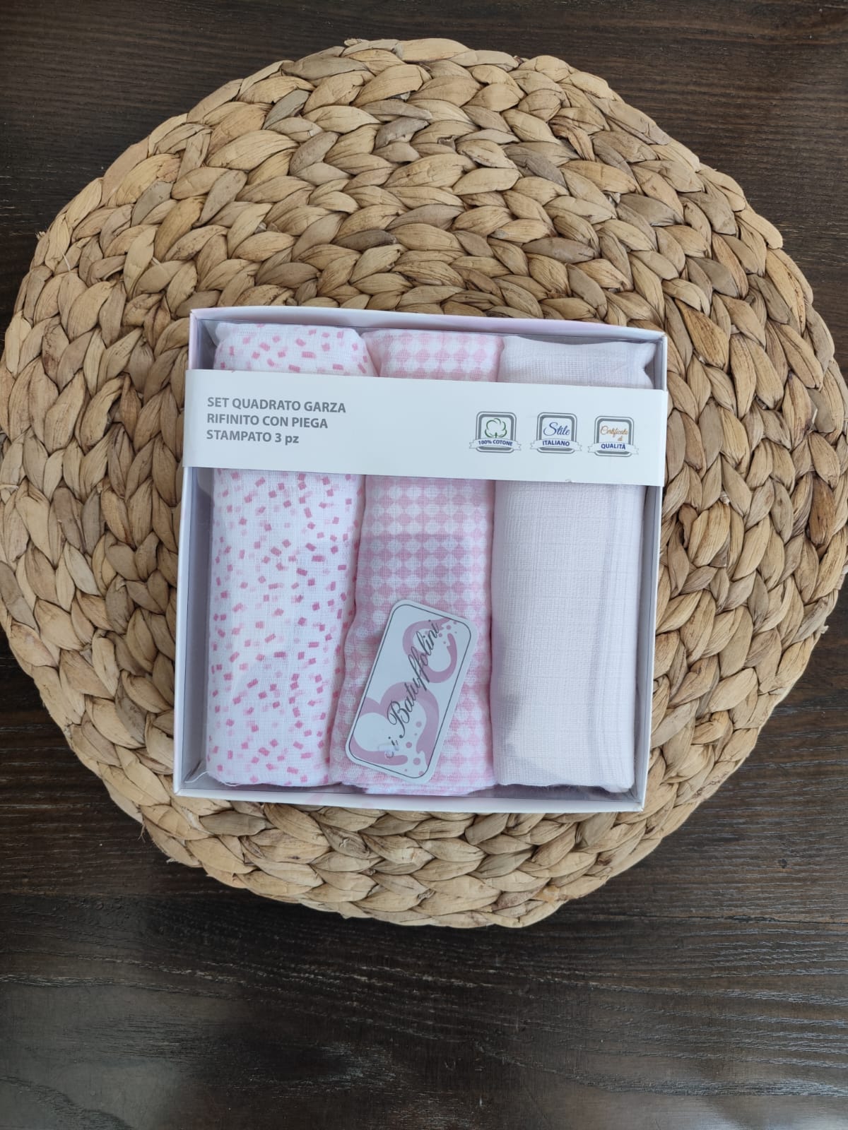 Quadrati Garza rosa in cotone