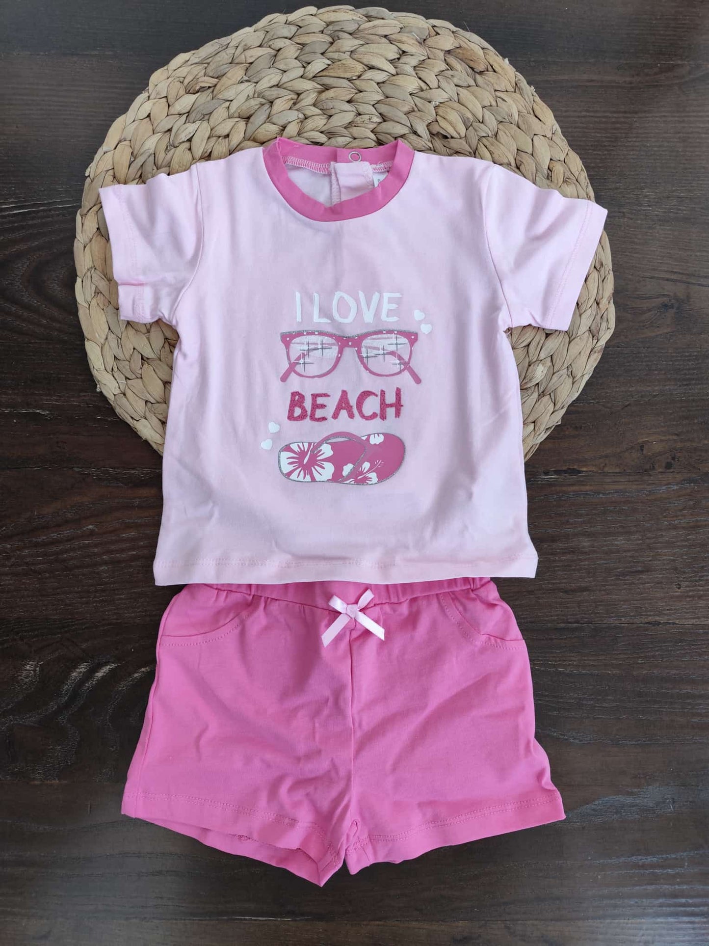 completino in cotone neonata I love Beach