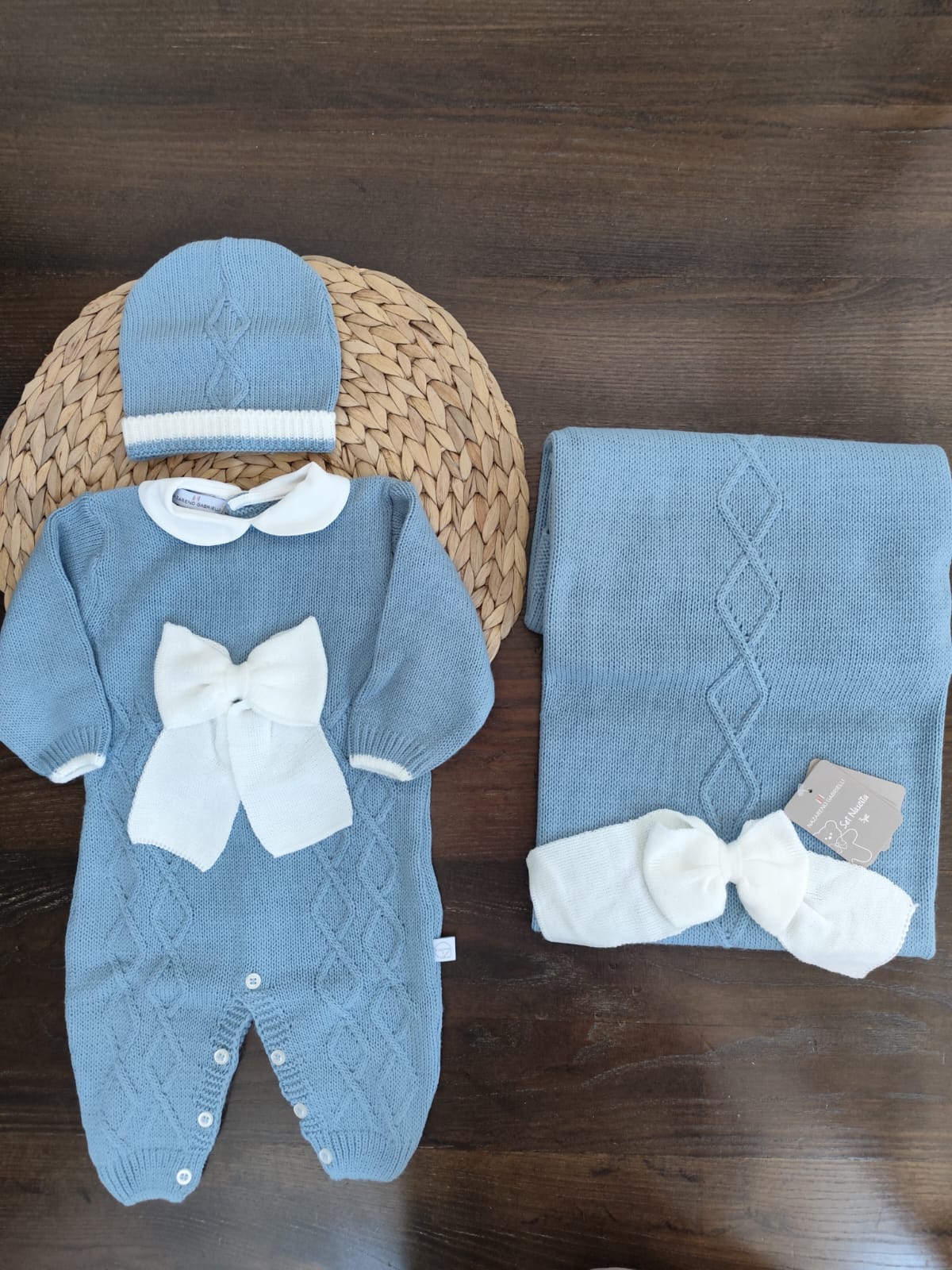 coordinato nascita invernale fiocco blu