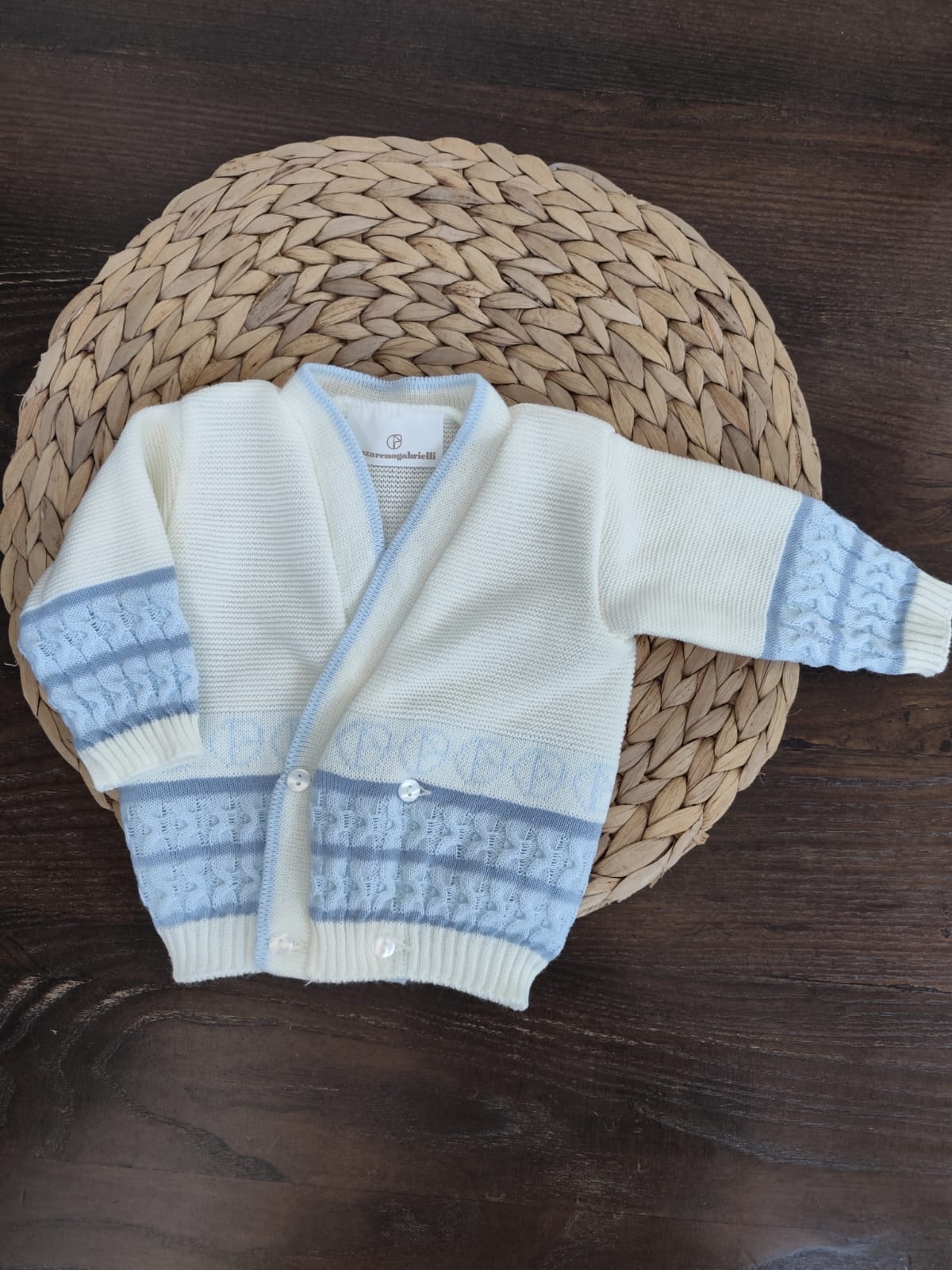 Cardigan in misto lana neonato azzurro