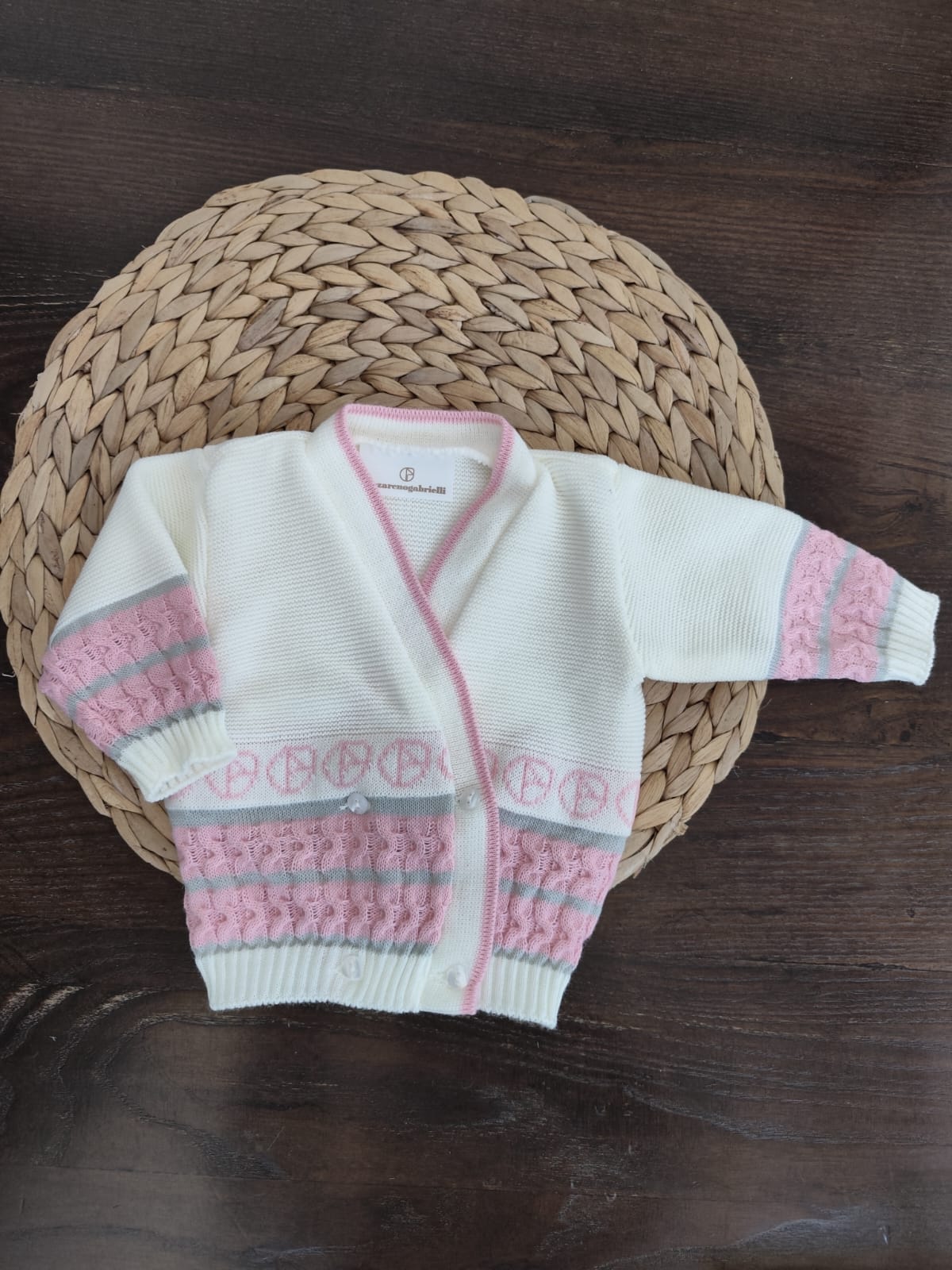 Cardigan in misto lana neonata rosa