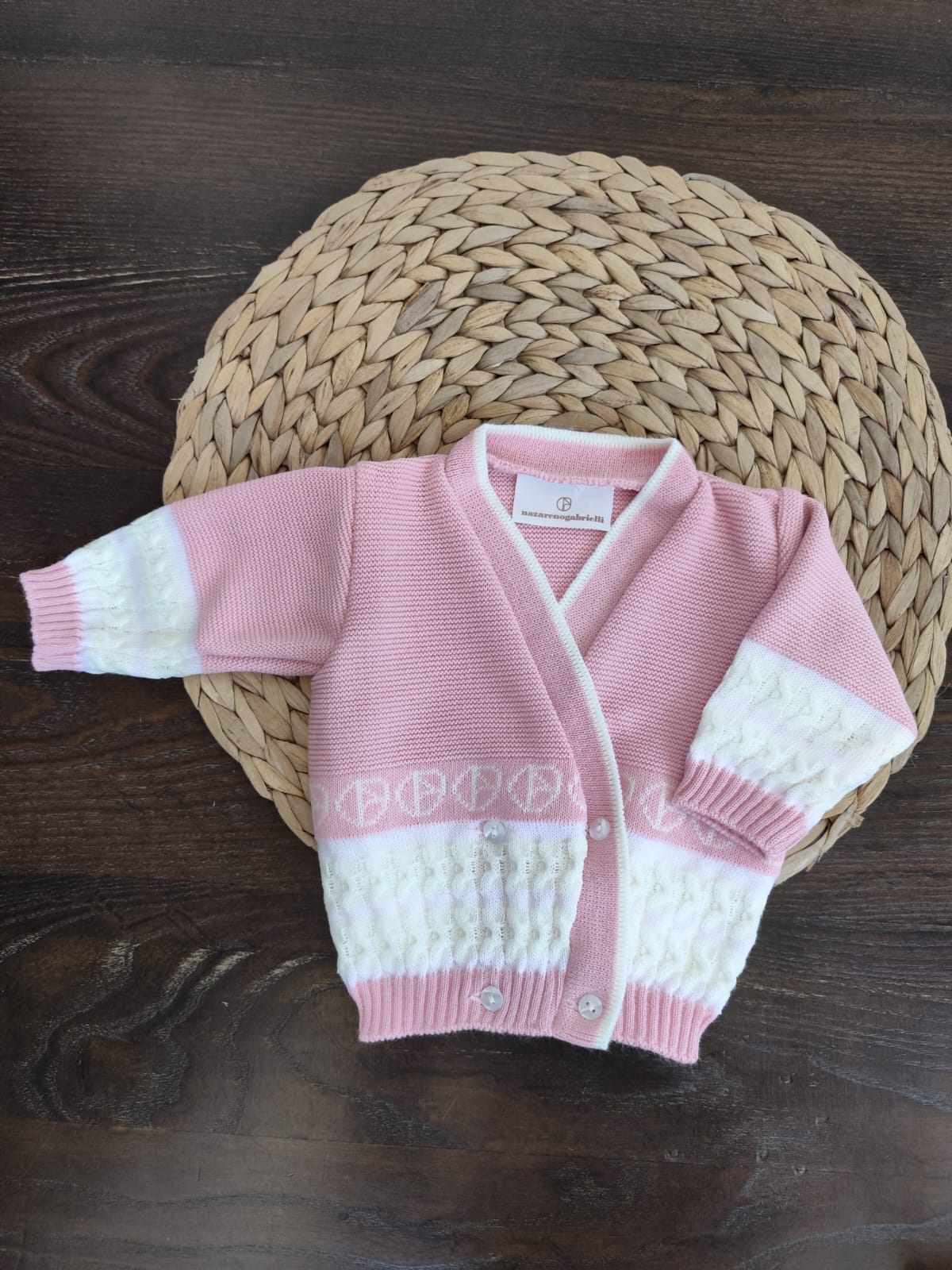 Cardigan in misto lana neonata rosa