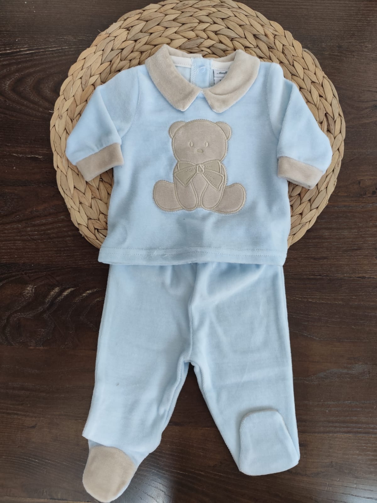 completino in ciniglia orsetto azzurro