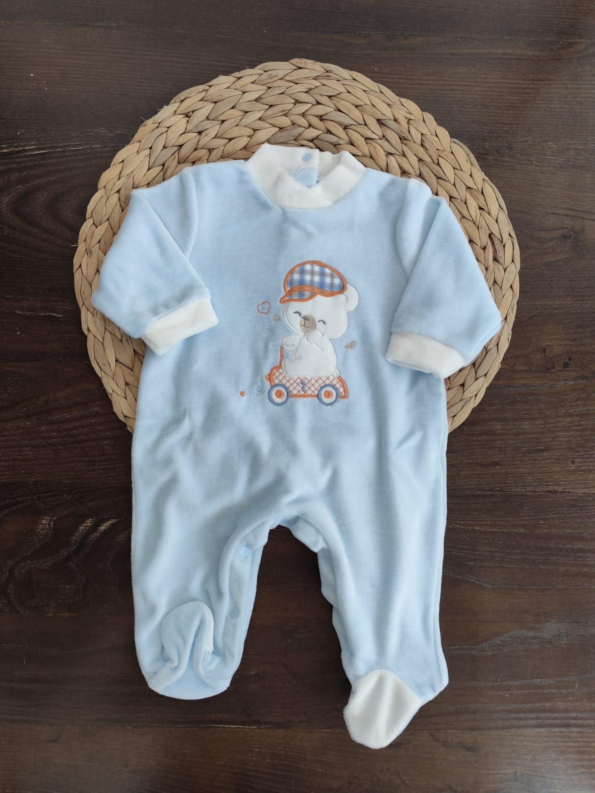 tutina in ciniglia blu azzurra