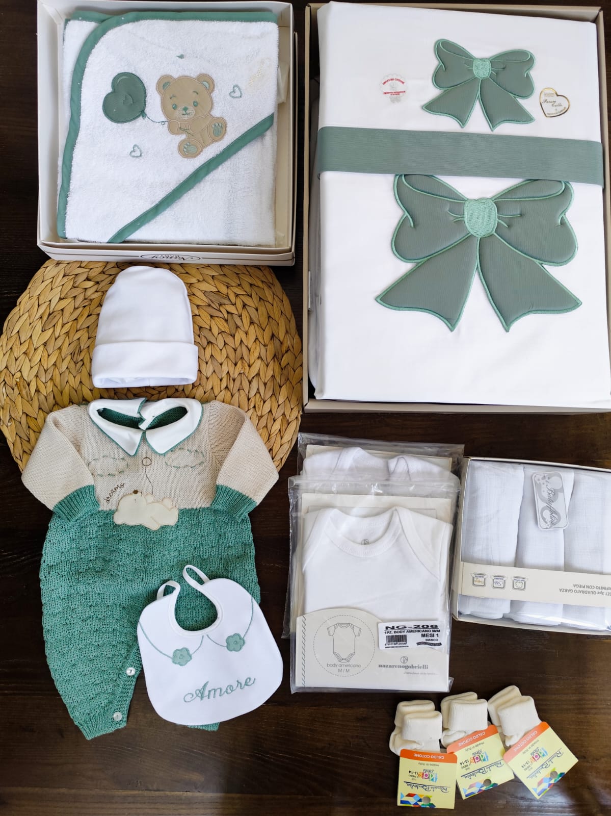box nascita 1 neonato verde invernale