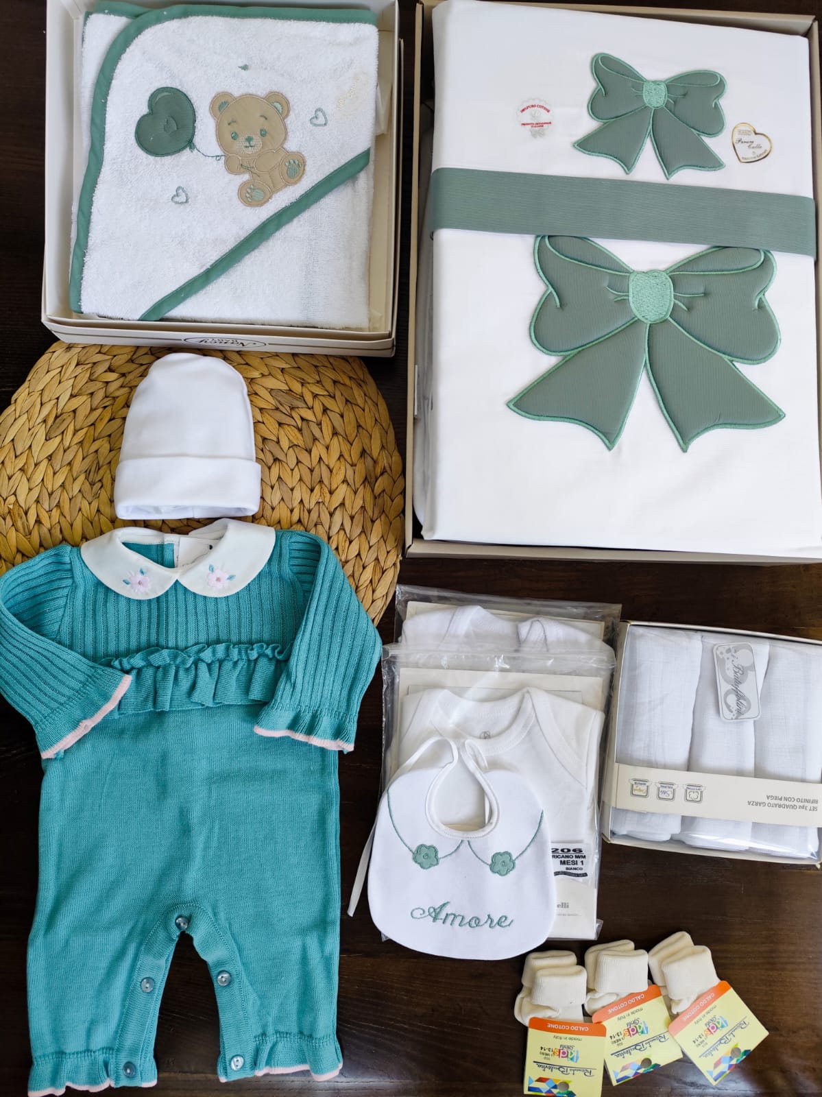box nascita 1 neonata verde invernale