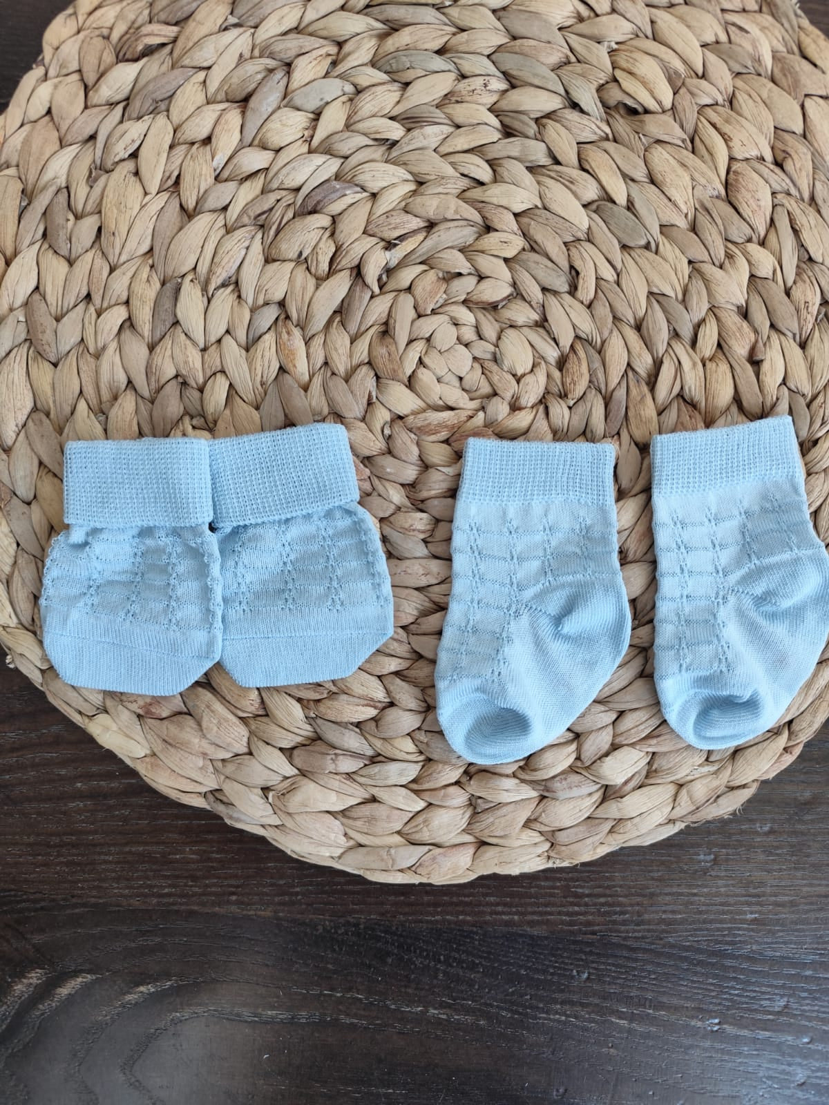 set nascita calzini e guantini in cotone