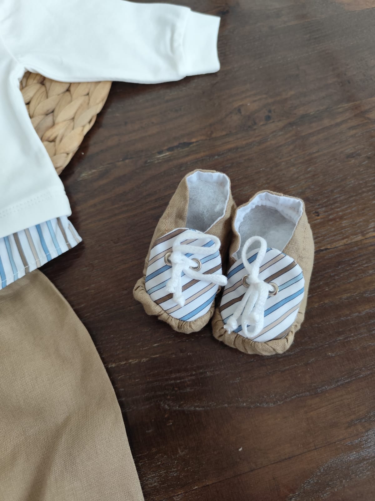 coordinato nascita neonato Lory in cotone e lino con completino