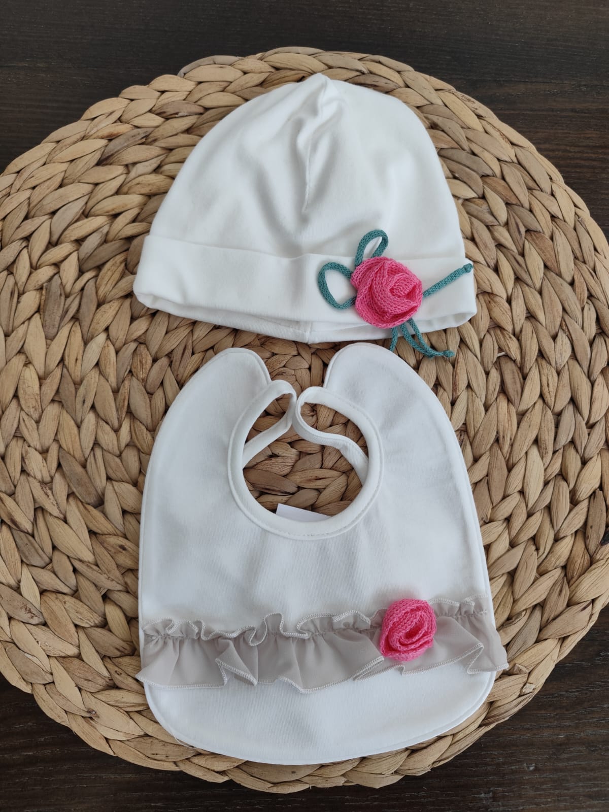 Coordinato nascita "petali di sogni"in cotone