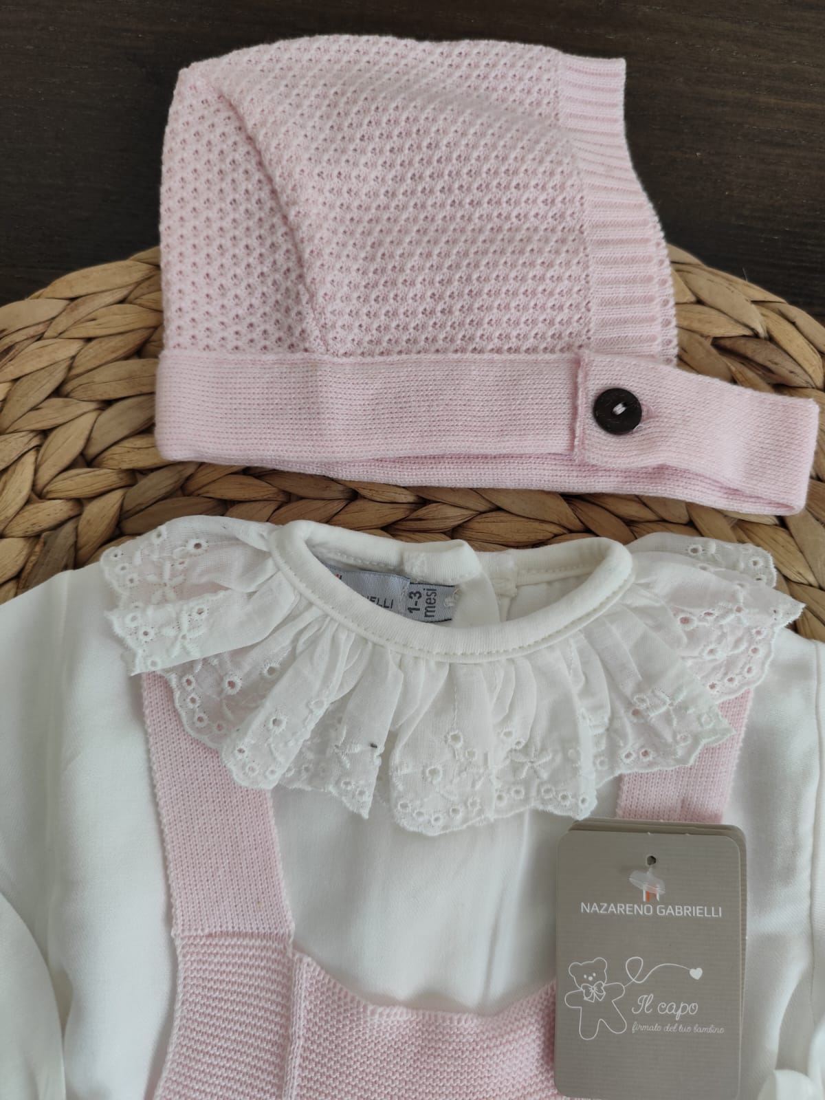 Set in filo di cotone pagliaccetto rosa