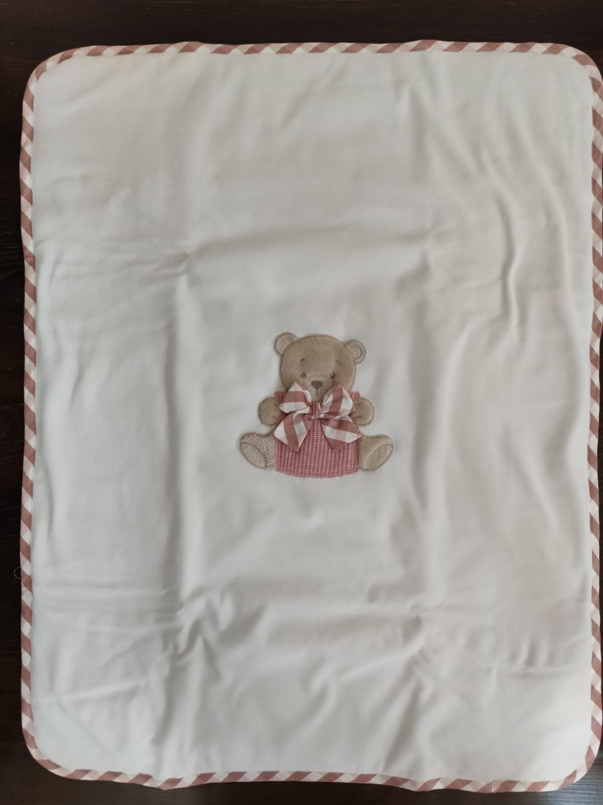 Coordinato Nascita in ciniglia e lana "dolce teddy rosa" con tutina
