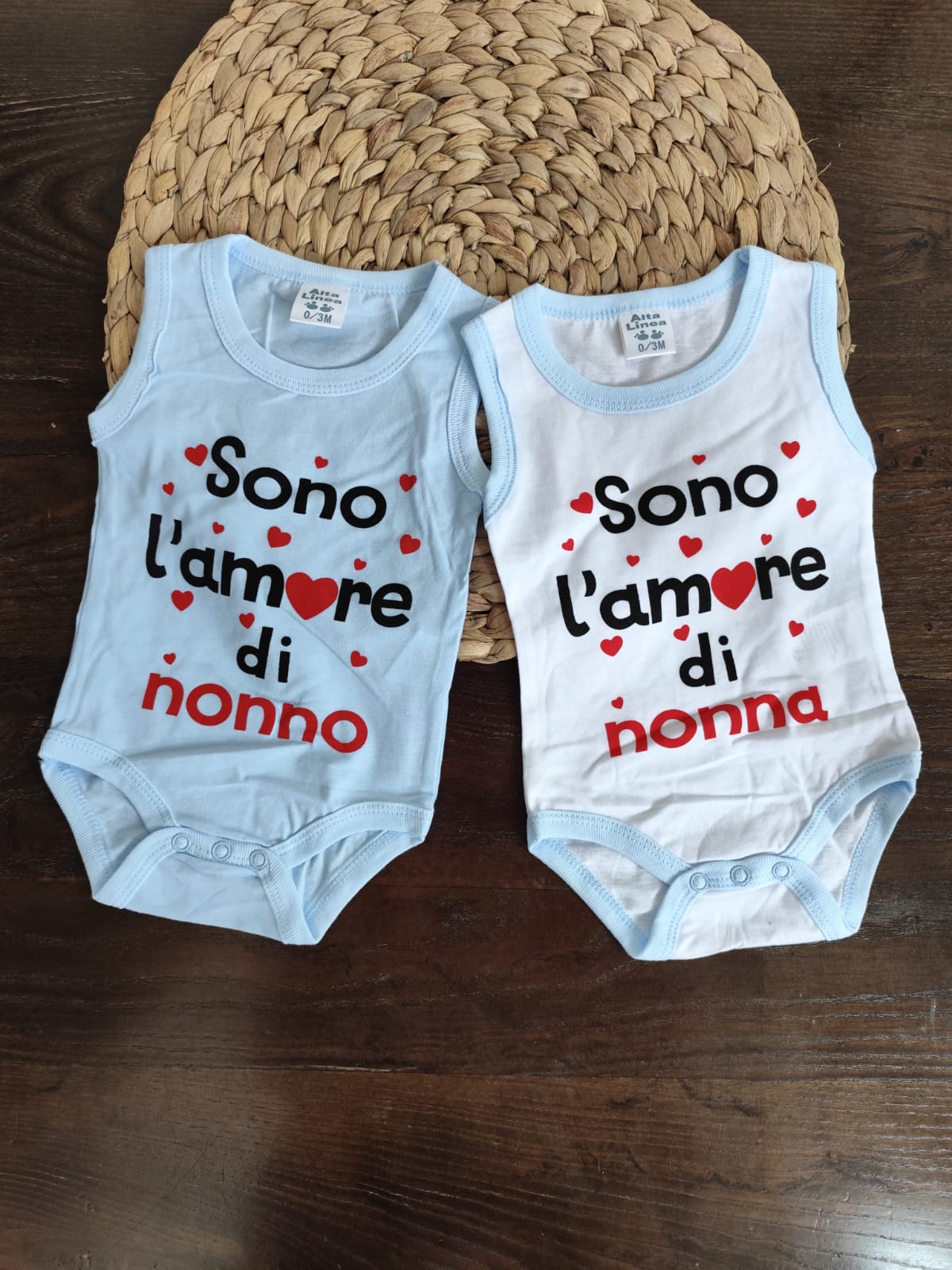 Body in cotone giromanica amore di nonna e nonno maschietto