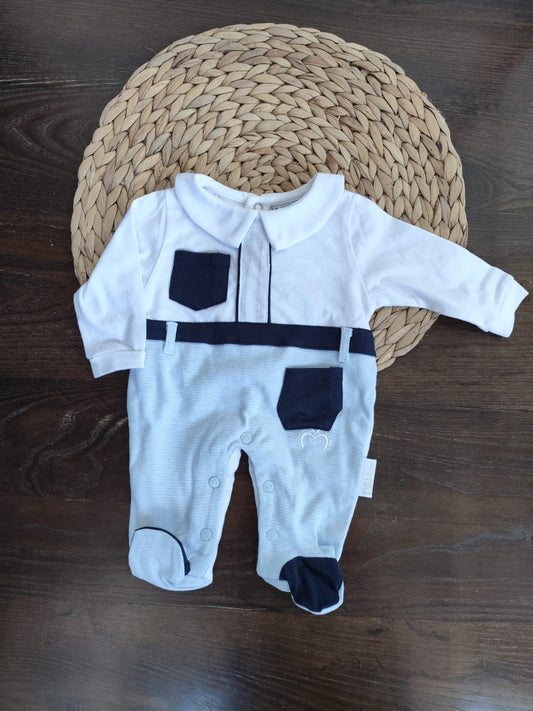 Tutina cotone melanie maschietto azzurra