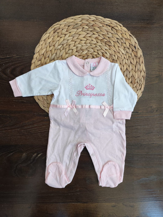 Tutina in jersey neonata principessa
