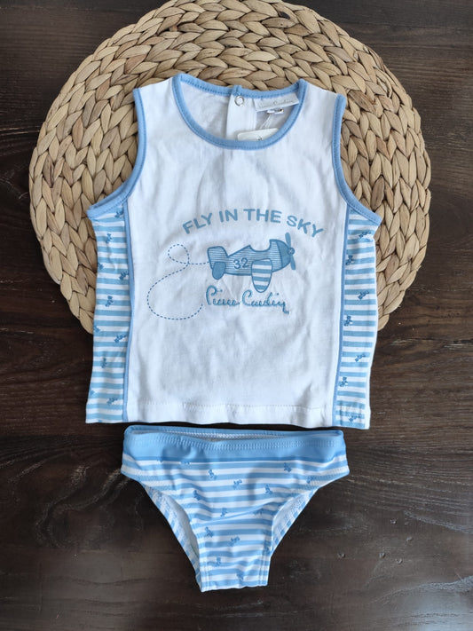 completino in cotone con costume bambino "Tutti al mare"