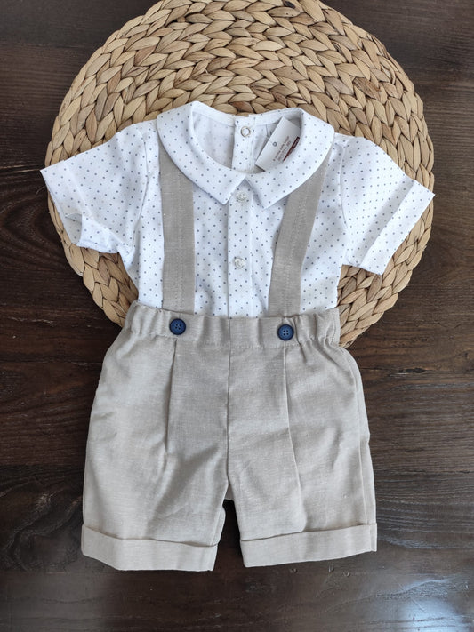 completo salopette in lino