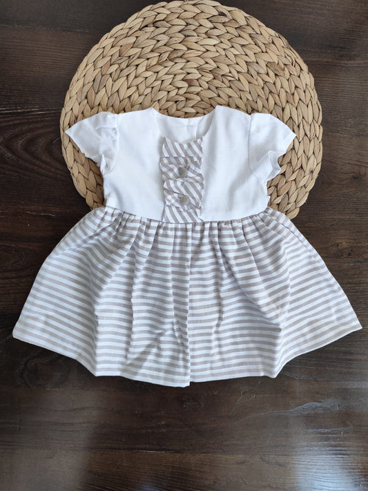 Vestina in lino con bottoni e fiocco