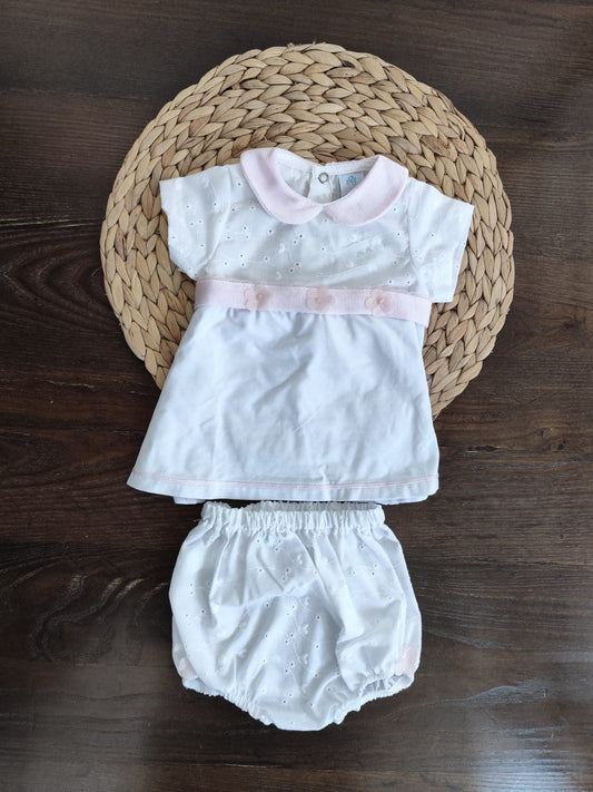 completino in cotone e pizzo san gallo bambina