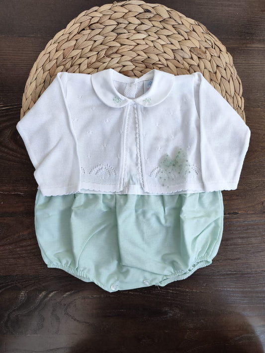 pagliaccetto in filo e lino neonata