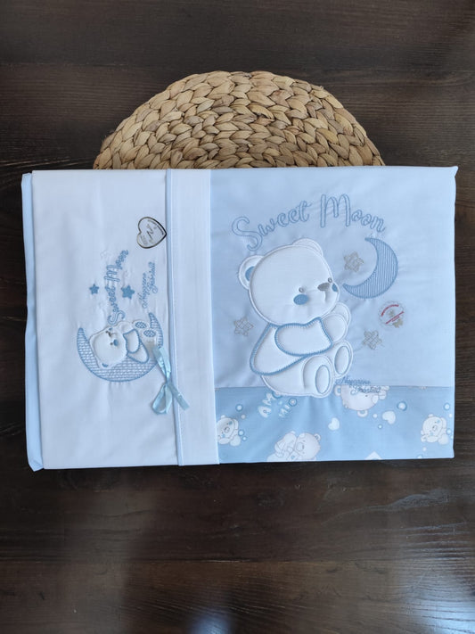 coordinato culla neonato "sweet moon" estate/inverno