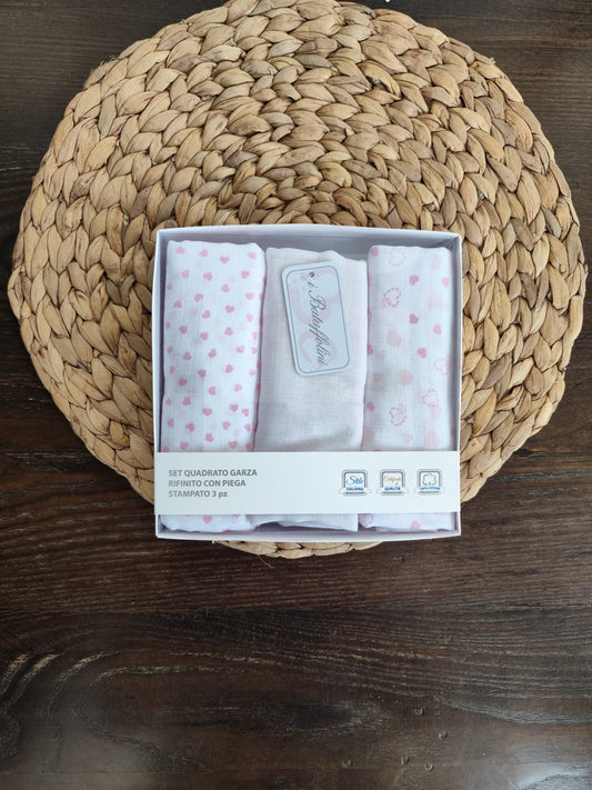 Quadrati Garza rosa in cotone