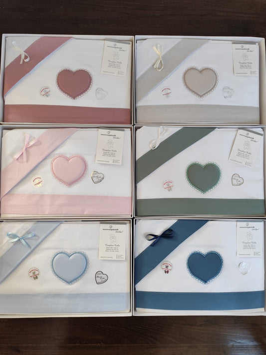 Completo culla "cuore" Neonato/a in cotone vari colori