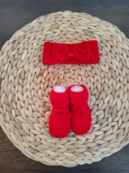 set fascia per capelli natalizia e babbucce