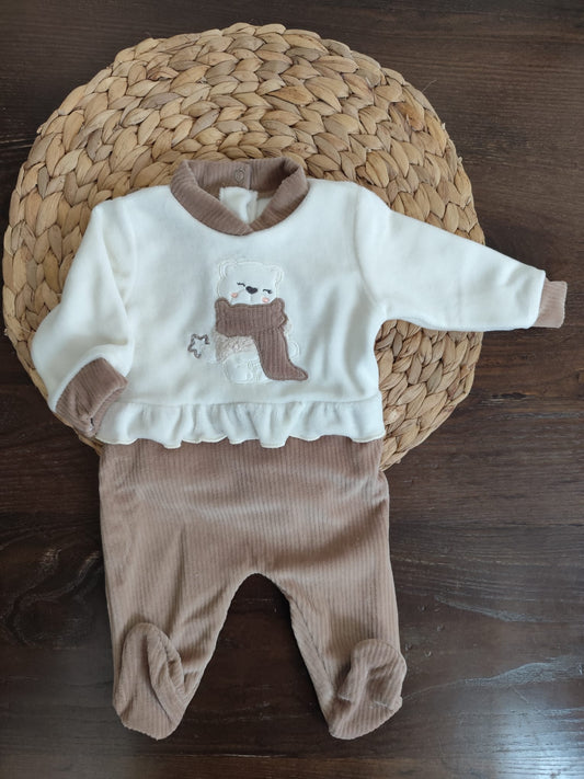 Tutina in Ciniglia orsetta polare tortora