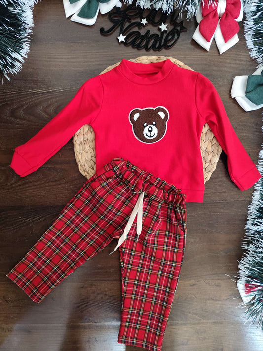 completo Natalizio maschietto rosso teddy