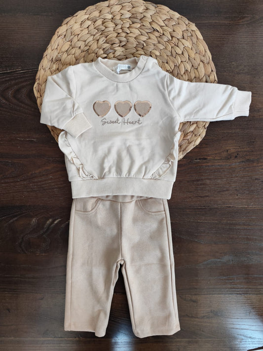 completo neonata invernale con pantalone effetto camoscio