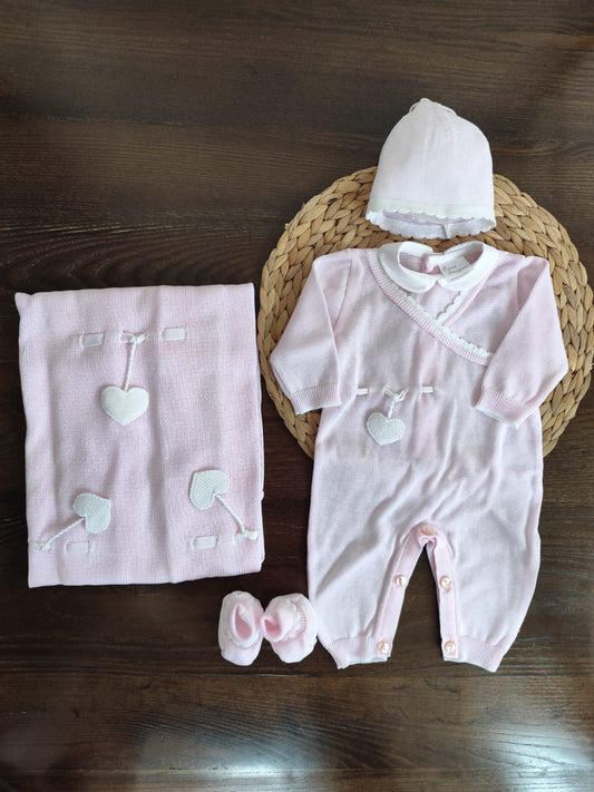 Coordinato nascita Miriana in filo di cotone con tutina