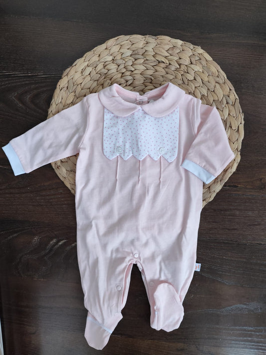 Tutina in jersey neonata a pois rosa