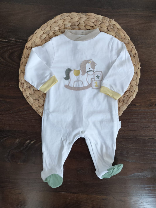 Tutina in jersey unisex verde/beige